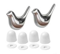 Rehoetom Lot de 2 cache-boulons de toilettes en porcelaine avec 4 couvercles - Base à vis décorative pour salle de bain - Kit de cachette en céramique - Doré, blanc, noir, argent (argent)