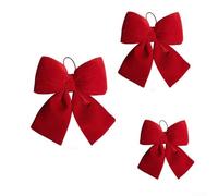 Rehoetom Lot de 3 nœuds de Noël en velours rouge - Décorations de Noël en tissu doux pour arbre, porche, cour, couronne décorative