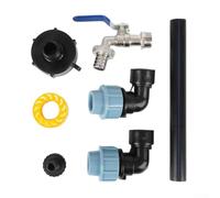 Rehoetom Robinet col de cygne en laiton et polyéthylène pour réservoirs IBC, barils de pluie et stockage d'eau agricole - Sortie 3/4", longueur du tube de 25 cm, noir (lot de 6)