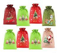 Rehoetom Sacs cadeaux de Noël avec cordon de serrage 20 x 30 cm fabriqués à partir de tissu solide, adaptés pour les fêtes d'enfants pour les cadeaux et les emballages de fêtes (8 pièces-B)