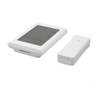 Rehoetom Station météo numérique sans fil avec thermomètre et hygromètre intérieur/extérieur, horloge contrôlée, rappel de gel/alarme, capteur de portée de 100 m (blanc)