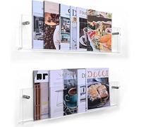 REHOOF Présentoir À Brochures Porte-Revues Transparent, Support De Support De Magasin De Bâti De Mur, Organisateur De Stockage De Livre De Catalogue De Document,Porte Livre Murale,2 Paquets 80cm