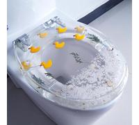 REHOOF Siège De Toilette en Résine avec Frein De Chute,Abattants WC Transparent,Convient À La Plupart des Toilettes, Facile À Enlever Et À Installer,Familial,Salle De Bain Lunette WC E,42cm*36cm