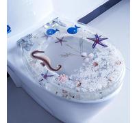 REHOOF Siège De Toilette en Résine avec Frein De Chute,Abattants WC Transparent,Convient À La Plupart des Toilettes, Facile À Enlever Et À Installer,Familial,Salle De Bain Lunette WC C,42cm*36cm