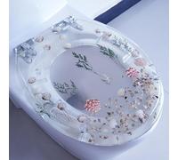 REHOOF Siège De Toilette en Résine avec Frein De Chute,Abattants WC Transparent,Convient À La Plupart des Toilettes, Facile À Enlever Et À Installer,Familial,Salle De Bain Lunette WC B,42cm*36cm