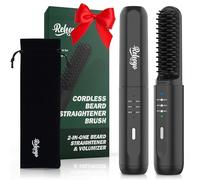 REHOYO Fer à lisser sans fil portable pour homme, brosse à barbe chauffante anti-brûlure, peigne chaud électrique à 3 réglages de température, mini lisseur ionique pour la maison, les voyages, cadeaux