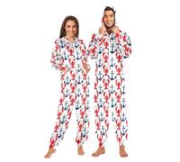 Reiacy Cartoon Ocean Lobster Combinaison pyjama unisexe adulte à capuche avec poches, multicolore, XXL