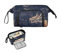 Reiacy Dragon China Loong Grande trousse à crayons de grande capacité avec poignée, pour filles, garçons, femmes, idéale pour les voyages, l'école, le bureau