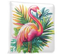 Reiacy Grand album photo autocollant - Livre de souvenirs en cuir flamant rose tropical - Classeur à anneaux rechargeable avec 20 feuilles pouvant contenir des photos de 15 x 10 cm, 17,8 x 12,7 cm