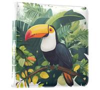 Reiacy Grand album photo autocollant - Toucan Tropical Leaves 2 DIY - Classeur à anneaux rechargeable avec 20 feuilles pouvant contenir des photos de 15 x 10 cm, 17,8 x 12,7 cm pour voyage en famille