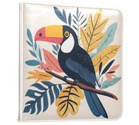 Reiacy Grand album photo autocollant - Toucan tropical - Livre de souvenirs en cuir - Classeur à anneaux rechargeable avec 20 feuilles pouvant contenir des photos de 15,2 x 10,2 cm, 17,8 x 12,7 cm