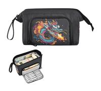 Reiacy Grande trousse à crayons Color China Dragon, grande capacité avec poignée, trousse à crayons pour filles, garçons, femmes, idéale pour les voyages, l'école, le bureau