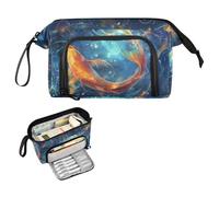 Reiacy Grande trousse à crayons Magic Koi Fish - Grande capacité - Avec poignée - Pour filles, garçons et femmes - Cadeau idéal pour les voyages, l'école, le bureau