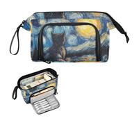 Reiacy Grande trousse à crayons motif chat Van Gogh étoilé avec poignée, idéale pour les voyages, l'école, le bureau