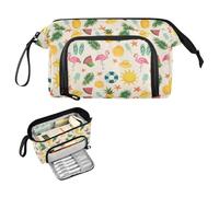 Reiacy Grande trousse à crayons Summer Flamingos Things, grande capacité avec poignée, pour filles, garçons, femmes, idéale pour les voyages, l'école, le bureau