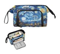 Reiacy Grande trousse à crayons Van V Gogh avec poignée - Motif Tour Eiffel - Idéale pour les voyages, l'école, le bureau