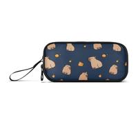 Reiacy Jolie trousse simple Capybara bleu marine de grande capacité avec compartiments à fermeture éclair pour enfants adolescents école, multicolore, Taille unique, Régulier