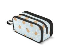 Reiacy Little Daisy - Trousse à crayons Capybara bleue de grande capacité avec compartiments à fermeture éclair pour enfants, adolescents, école
