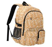 Reiacy Sac à dos d'école avec oreilles de blé dans un motif orange colo, sac à dos pour enfants, sac à dos de voyage pour l'école secondaire