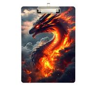 Reiacy Super Fire Dragon Porte-bloc en plastique A4 avec profil bas, joli clip décoratif argenté pour infirmières, étudiants, enseignants, bureau, 31,8 x 22,9 cm