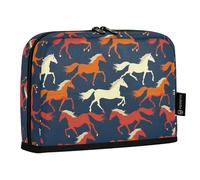 Reiacy Trousse à crayons avec fermeture éclair - Motif silhouettes colorées de chevaux - Pour enfants, école, bureau