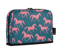 Reiacy Trousse à crayons avec fermeture éclair Motif silhouettes de chevaux Rose