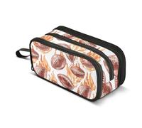 Reiacy Trousse à crayons avec motif rugby rouge feu pour garçons et filles, grande capacité, 3 compartiments, trousse à crayons pour l'école, le bureau, le travail