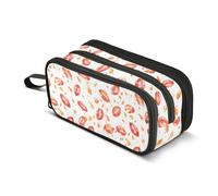 Reiacy Trousse à crayons avec motif rugby rouge feu pour garçons et filles, grande capacité, 3 compartiments, trousse à crayons pour l'école, le bureau, le travail