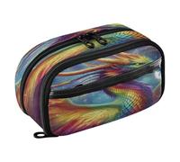 Reiacy Trousse à crayons motif dragon arc-en-ciel avec aile - Étanche - Fermeture éclair - Avec séparateur en polyéthylène - Grande capacité - Pour l'école et le bureau