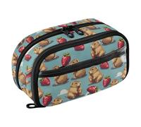 Reiacy Trousse à crayons Prairie Strawberry Pixel - Étanche - Fermeture éclair - Avec séparateur en polyéthylène - Grande capacité de rangement pour papeterie - Pour l'école et le bureau