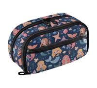 Reiacy Trousse à crayons Sirènes et ses amis - Étanche - Fermeture éclair - Avec séparateur en polyéthylène - Grande capacité de rangement pour papeterie - Pour l'école et le bureau