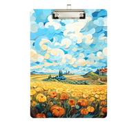 Reiacy Van Gogh Porte-bloc en plastique A4 avec profil bas, joli clip décoratif argenté pour infirmières, étudiants, enseignants, bureau, 31,8 x 22,9 cm