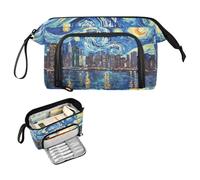 Reiacy Van V Gogh - Grande trousse à crayons avec poignée - Motif ville étoilée - Grande capacité - Pour filles, garçons et femmes - Cadeau idéal pour les voyages, l'école, le bureau