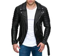 Reichstadt veste homme cuir similicuir style biker bomber aviateur loisirs | Cuir véritable ou similicuir, style biker, bomber et aviateur, coupe blouson, pour quotidien, loisirs, mi-saison
