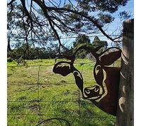 Reiei Grande vache en métal - Décoration murale en fer forgé - Sculpture de vache - Décoration extérieure de jardin