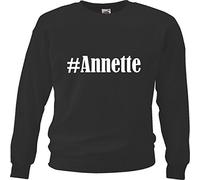 Reifen-Markt Sweat-shirt Hashtag #Annette pour femme, homme et enfant... dans les couleurs noir, blanc, bleu avec imprimé, Noir , XXL