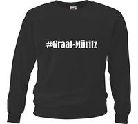 Reifen-Markt Sweat-shirt Hashtag #Graal-Müritz pour femme, homme et enfant... dans les couleurs noir, blanc, bleu avec impression, Noir , XXL