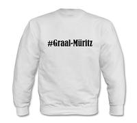 Reifen-Markt Sweat-shirt Hashtag #Graal-Müritz pour femme, homme et enfant... dans les couleurs noir, blanc, bleu avec impression, Blanc., XL