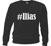 Reifen-Markt Sweat-shirt Hashtag #Ilias pour femme, homme et enfant... dans les couleurs noir, blanc, bleu avec impression, Noir , XL
