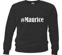 Reifen-Markt Sweat-shirt Hashtag #Maurice pour femme, homme et enfant... dans les couleurs noir, blanc, bleu avec impression, Noir , M