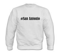 Reifen-Markt Sweat-shirt Hashtag #San Antonio pour femme, homme et enfant... dans les couleurs noir, blanc, bleu avec impression, Blanc., XL