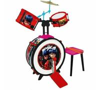 MIRACULOUS/LADYBUG Batterie et tabouret Grosse caisse, deux tambours, bongo, cymbale, baguettes professionnelles