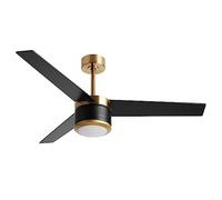 reiga Ventilateur de Plafond avec Lumière 3 Pales Noires Réversibles/Moteur DC 35w/ Silencieux/Lumière LED/Fonction Hiver-été/Télécommande