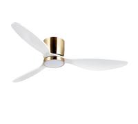 reiga Ventilateur de plafond intelligent silencieux 132 cm, télécommande | Blanc, Profil bas, Réversible été/hiver, Minuterie, pour chambre, salon bureau