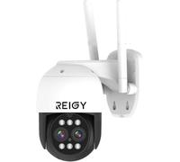 REIGY 4MP Caméra PTZ WiFi extérieure 360 degrés, caméra de surveillance extérieure avec zoom 10x, étanche, vision nocturne en couleur, alarme, application compatible avec iOS/Android NVR