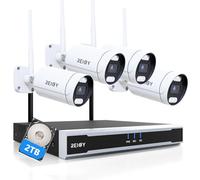 REIGY 8MP Kit Camera Surveillance WiFi Exterieure avec Disque Dur 2To, 4K Système Videosurveillance 16CH NVR+4X 2160P Camera, Audio Bidirectionnel Vision Nocturne Détection Mouvement IP66 Imperméable