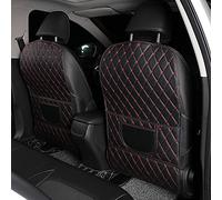 REIJAX 2 Pièces Tapis Anti-Coup de Pied de Siège Arrière Voiture pour Mercedes Benz GLB 180 180d 200 200d 220d 250 GLB35, Dossier Protection Siège en Cuir Imperméable Anti Sale Coussin,A/BlackRed