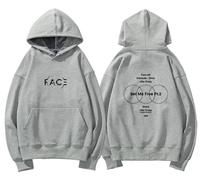 REIK Sweat à capuche Jimin Solo Face Hip Hop à manches longues pour fans de JIMIN BTS Like Crazy Kpop, Visage gris, L