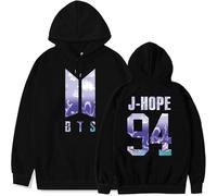 REIK Sweat à capuche unisexe « You Never Walk Alone » de BTS Kpop - Pour anniversaire, fête - Soutien des fans, 94 J-hope Noir, S