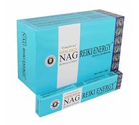 Reiki Energy Encens Vijayshree Golden Nag 15 g Neuve Fragrance Bâtonnets Durée 60 minutes environ + Porte-encens (3 boîtes de 15 g)